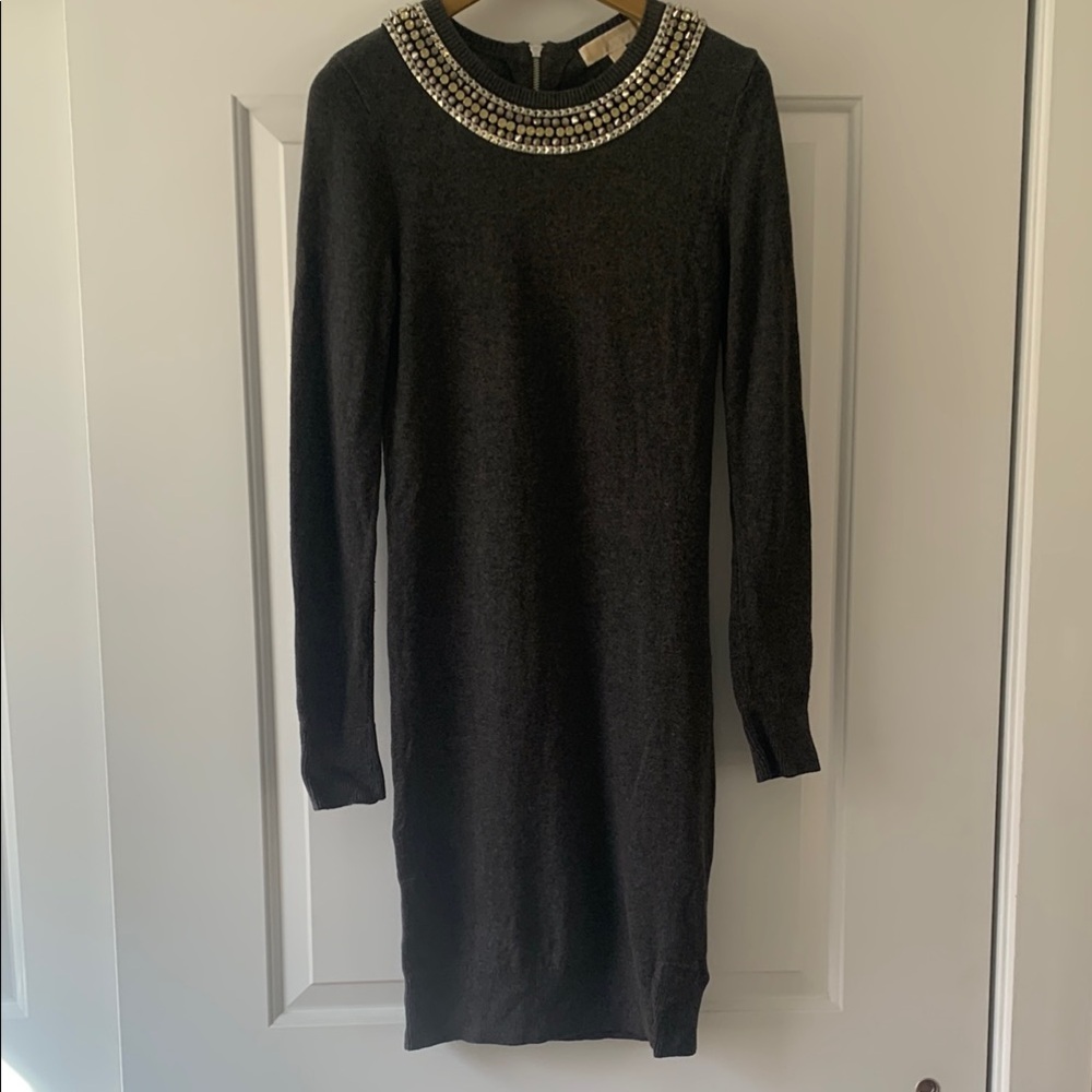 Michael Kors Black Beaded Collar Dress
